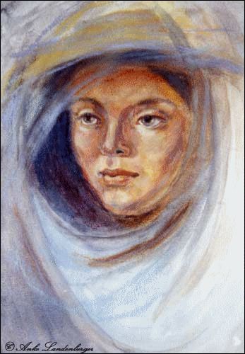 Dame mit Hut und Schleier, Tempera