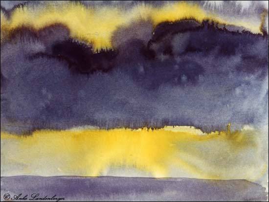 Gewitterwolken am Meer, Aquarell