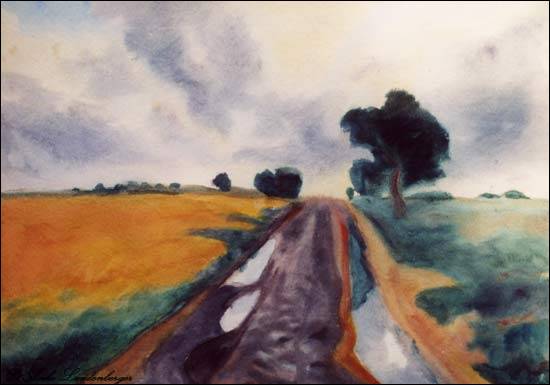 Nach dem Regen, Aquarell