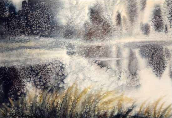 Winterlicher See, Aquarell