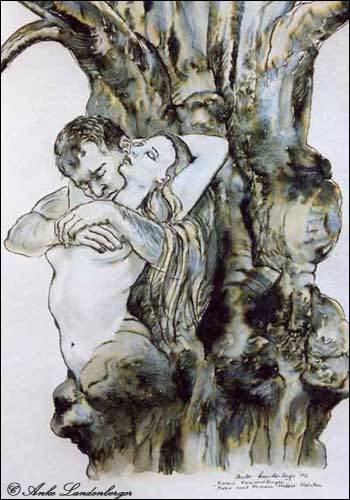 Piktors Verwandlungen (IV), Tinte / lavierte Rohrfederzeichnung